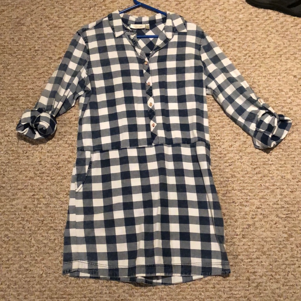 Plaid chambray dress